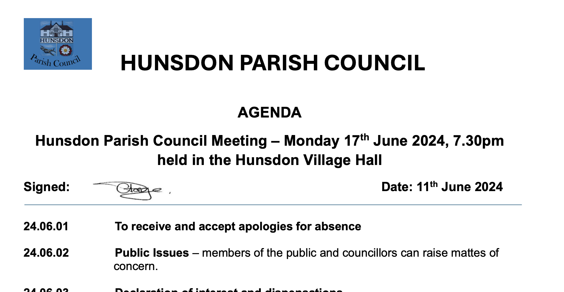 HPC meeting agenda June 2024